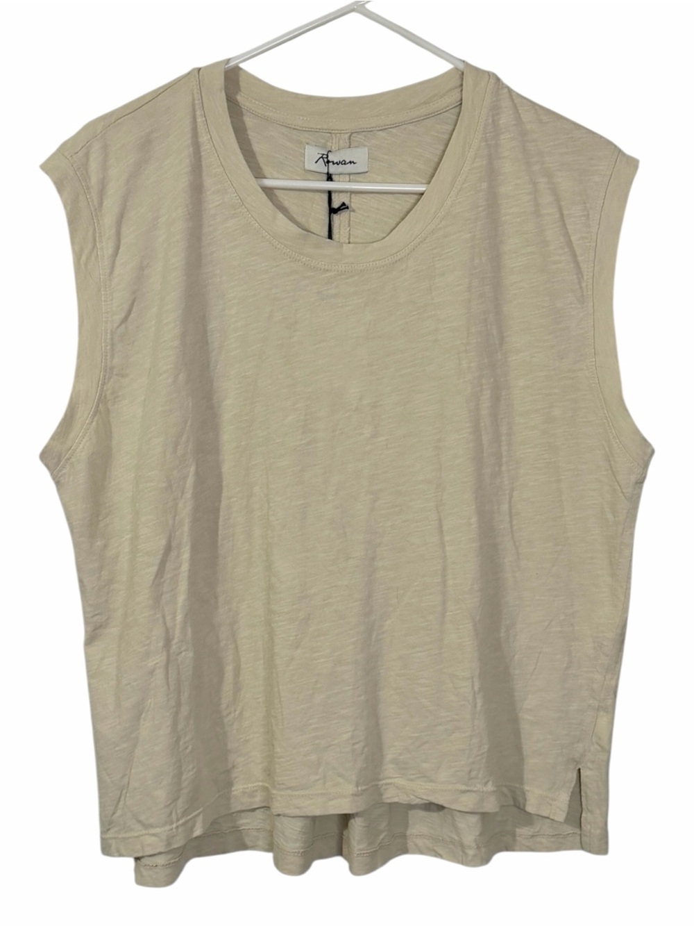 NWT Rowan Savannah 100% Slub Cotton Muscle Tank Boxy Top Shirt Bone Womens L